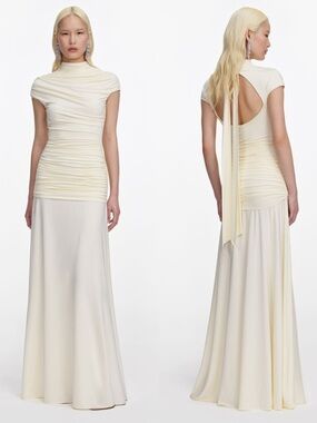 off shoulder gowns dresses A Line Chiffon Off The Shoulder Wedding Guest Dresses with Slit
